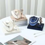 Maxbell Jewelry Display Set Elegant Necklace Bust Holder for Vanity Woman Trade Show Dark Blue