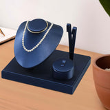 Maxbell Jewelry Display Set Elegant Necklace Bust Holder for Vanity Woman Trade Show Dark Blue