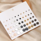 Maxbell 50 Pieces Earring Set Circle Studs Earrings for Work Valentines Day Festival