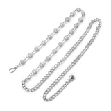 Maxbell Women Waist Chain Rhinestone Metal Dress Accessory for Lady Jeans Decoration