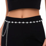Maxbell Women Waist Chain Rhinestone Metal Dress Accessory for Lady Jeans Decoration