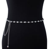 Maxbell Women Waist Chain Rhinestone Metal Dress Accessory for Lady Jeans Decoration