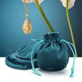 Maxbell Drawstring Bag Velvet Gift Bag Rings Jewelry Pouch Blue 6.5x8.5cm