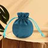 Maxbell Drawstring Bag Velvet Gift Bag Rings Jewelry Pouch Blue 6.5x8.5cm