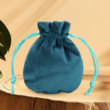 Maxbell Drawstring Bag Velvet Gift Bag Rings Jewelry Pouch Blue 9.5x11.5cm