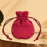 Maxbell Drawstring Bag Velvet Gift Bag Rings Jewelry Pouch Wine Red 7.5x9.5cm