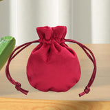 Maxbell Drawstring Bag Velvet Gift Bag Rings Jewelry Pouch Wine Red 7.5x9.5cm
