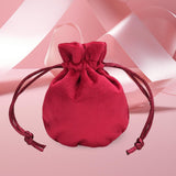 Maxbell Drawstring Bag Velvet Gift Bag Rings Jewelry Pouch Wine Red 7.5x9.5cm