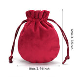 Maxbell Drawstring Bag Velvet Gift Bag Rings Jewelry Pouch Wine Red 9.5x11.5cm