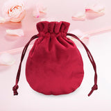 Maxbell Drawstring Bag Velvet Gift Bag Rings Jewelry Pouch Wine Red 9.5x11.5cm