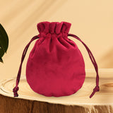 Maxbell Drawstring Bag Velvet Gift Bag Rings Jewelry Pouch Wine Red 9.5x11.5cm