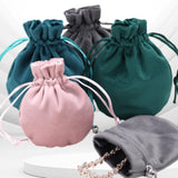 Maxbell Drawstring Bag Velvet Gift Bag Rings Jewelry Pouch Beige 9.5x11.5cm