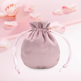 Maxbell Drawstring Bag Velvet Gift Bag Rings Jewelry Pouch Light Pink 7.5x9.5cm