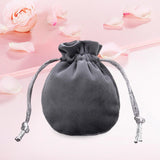 Maxbell Drawstring Bag Velvet Gift Bag Rings Jewelry Pouch Deep Gray 7.5x9.5cm