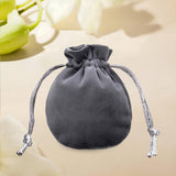Maxbell Drawstring Bag Velvet Gift Bag Rings Jewelry Pouch Deep Gray 7.5x9.5cm
