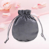 Maxbell Drawstring Bag Velvet Gift Bag Rings Jewelry Pouch Deep Gray 9.5x11.5cm