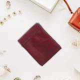 Maxbell Mini Purse Jewelry Pouch Headphones Rings Holder PU Leather Makeup Bag Small Wine Red 7x9cm