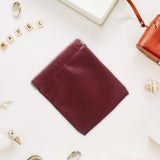 Maxbell Mini Purse Jewelry Pouch Headphones Rings Holder PU Leather Makeup Bag Small Wine Red 10x12cm
