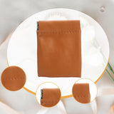 Maxbell Mini Purse Jewelry Pouch Headphones Rings Holder PU Leather Makeup Bag Small Brown 10x12cm