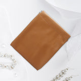 Maxbell Mini Purse Jewelry Pouch Headphones Rings Holder PU Leather Makeup Bag Small Brown 12x15cm