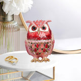 Maxbell Jewelry Trinket Box Owl Decor Storage Organizer for Necklaces Earrings Pink