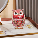 Maxbell Jewelry Trinket Box Owl Decor Storage Organizer for Necklaces Earrings Pink
