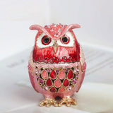 Maxbell Jewelry Trinket Box Owl Decor Storage Organizer for Necklaces Earrings Pink