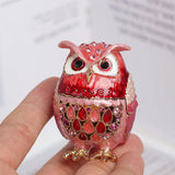 Maxbell Jewelry Trinket Box Owl Decor Storage Organizer for Necklaces Earrings Pink