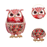 Maxbell Jewelry Trinket Box Owl Decor Storage Organizer for Necklaces Earrings Pink