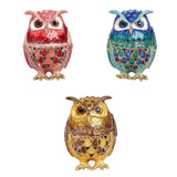 Maxbell Jewelry Trinket Box Owl Decor Storage Organizer for Necklaces Earrings Pink