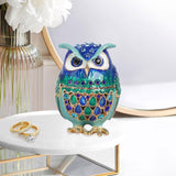 Maxbell Jewelry Trinket Box Owl Decor Storage Organizer for Necklaces Earrings Blue