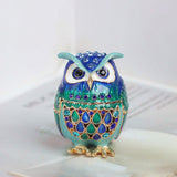 Maxbell Jewelry Trinket Box Owl Decor Storage Organizer for Necklaces Earrings Blue