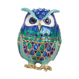 Maxbell Jewelry Trinket Box Owl Decor Storage Organizer for Necklaces Earrings Blue