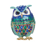 Maxbell Jewelry Trinket Box Owl Decor Storage Organizer for Necklaces Earrings Blue