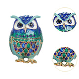 Maxbell Jewelry Trinket Box Owl Decor Storage Organizer for Necklaces Earrings Blue