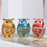 Maxbell Jewelry Trinket Box Owl Decor Storage Organizer for Necklaces Earrings Blue