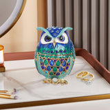 Maxbell Jewelry Trinket Box Owl Decor Storage Organizer for Necklaces Earrings Blue
