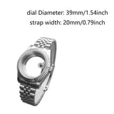 Maxbell Watch Case Shell Watch Band Versatile Direct Replaces for NH35 NH36 Movement 39MM Clear Bottom Magnifier