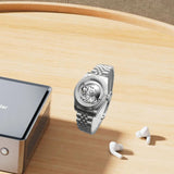 Maxbell Watch Case Shell Watch Band Versatile Direct Replaces for NH35 NH36 Movement 36MM Clear Bottom Flat