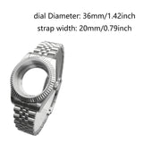 Maxbell Watch Case Shell Watch Band Versatile Direct Replaces for NH35 NH36 Movement 36MM Clear Bottom Flat