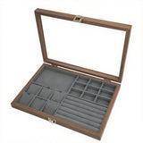 Maxbell Jewelry Box Gifts with Dividers Portable Spacious Display for Rings Daughter Gray Liner