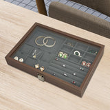 Maxbell Jewelry Box Gifts with Dividers Portable Spacious Display for Rings Daughter Gray Liner