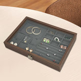 Maxbell Jewelry Box Gifts with Dividers Portable Spacious Display for Rings Daughter Gray Liner