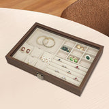 Maxbell Jewelry Box Gifts with Dividers Portable Spacious Display for Rings Daughter Beige White Liner