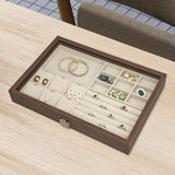 Maxbell Jewelry Box Gifts with Dividers Portable Spacious Display for Rings Daughter Beige White Liner