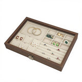 Maxbell Jewelry Box Gifts with Dividers Portable Spacious Display for Rings Daughter Beige White Liner
