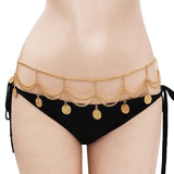 Maxbell Waist Chain Belt Metal Belly Chain Gift Body Chain for Party Female Clothing Gold