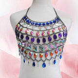 Maxbell Rhinestones Bra Chain Elegant Gift Chest Jewelry for Holidays Concerts Party