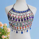 Maxbell Rhinestones Bra Chain Elegant Gift Chest Jewelry for Holidays Concerts Party