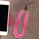 Maxbell Phone Bracelet Strap Anti Lost Acrylic Phone Pendant Phone Lanyard for Women Rose Red